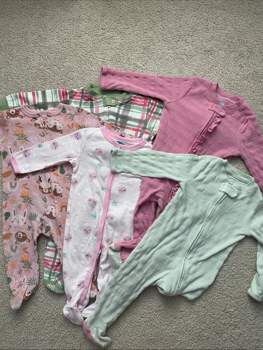 Kids Pink & Mint One-Piece Sleepers - Pack